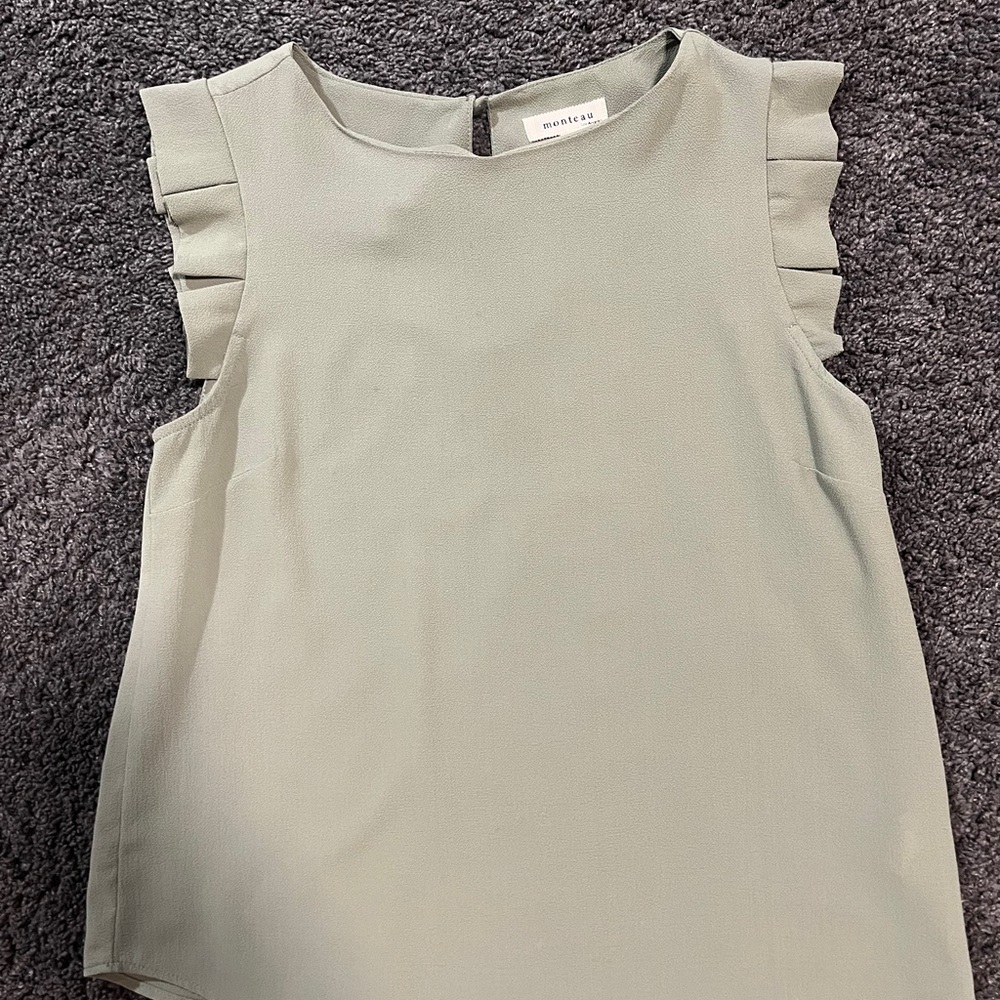 Monteau Green Ruffled Blouse